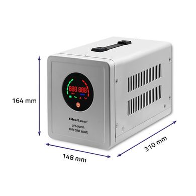 ДБЖ з правильною синусоїдою Qoltec Pure Sine Wave UPS | 500VA | 350W | constant phase | Grey