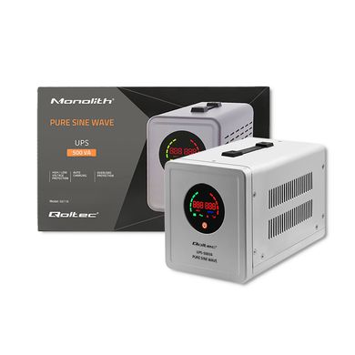 ДБЖ з правильною синусоїдою Qoltec Pure Sine Wave UPS | 500VA | 350W | constant phase | Grey