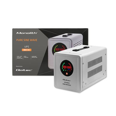 ДБЖ з правильною синусоїдою Qoltec Pure Sine Wave UPS | 800VA | 560W | Grey