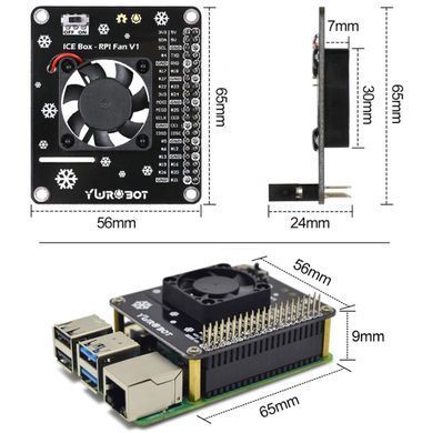 Активна система охолодження Raspberry Pi GPIO Cooling Fan Expansion Board with LED