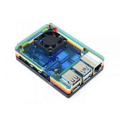 Корпус для Raspberry Pi 4 Model B Case Acrylic Rainbow with Fan