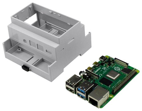 Корпус для Raspberry Pi 4 Model B, монтаж на DIN рейку, серый верх Серый