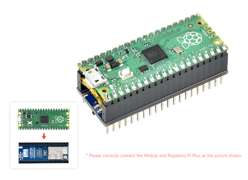 Плата расширения Raspberry Pi Pico SX1262 LoRa Node Module 433MHz