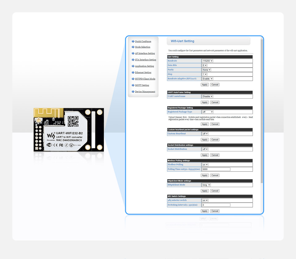 Адаптер UART-WIFI232-B2 (25116) купить. Интернет магазин микрокомпьютеров и  аксессуаров Евоком.ЮА